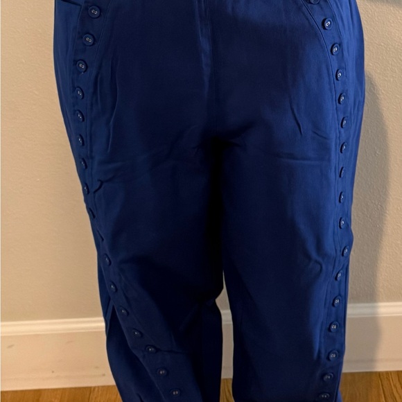 FARM Rio Vibrant Blue Button-Detail Pants - Picture 4 of 12